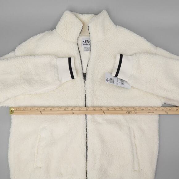 Umbro Sherpa Bomber Jacket Womens Large Cream Teddy Zip-Up Lined Active Outdoor - Picture 10 of 15